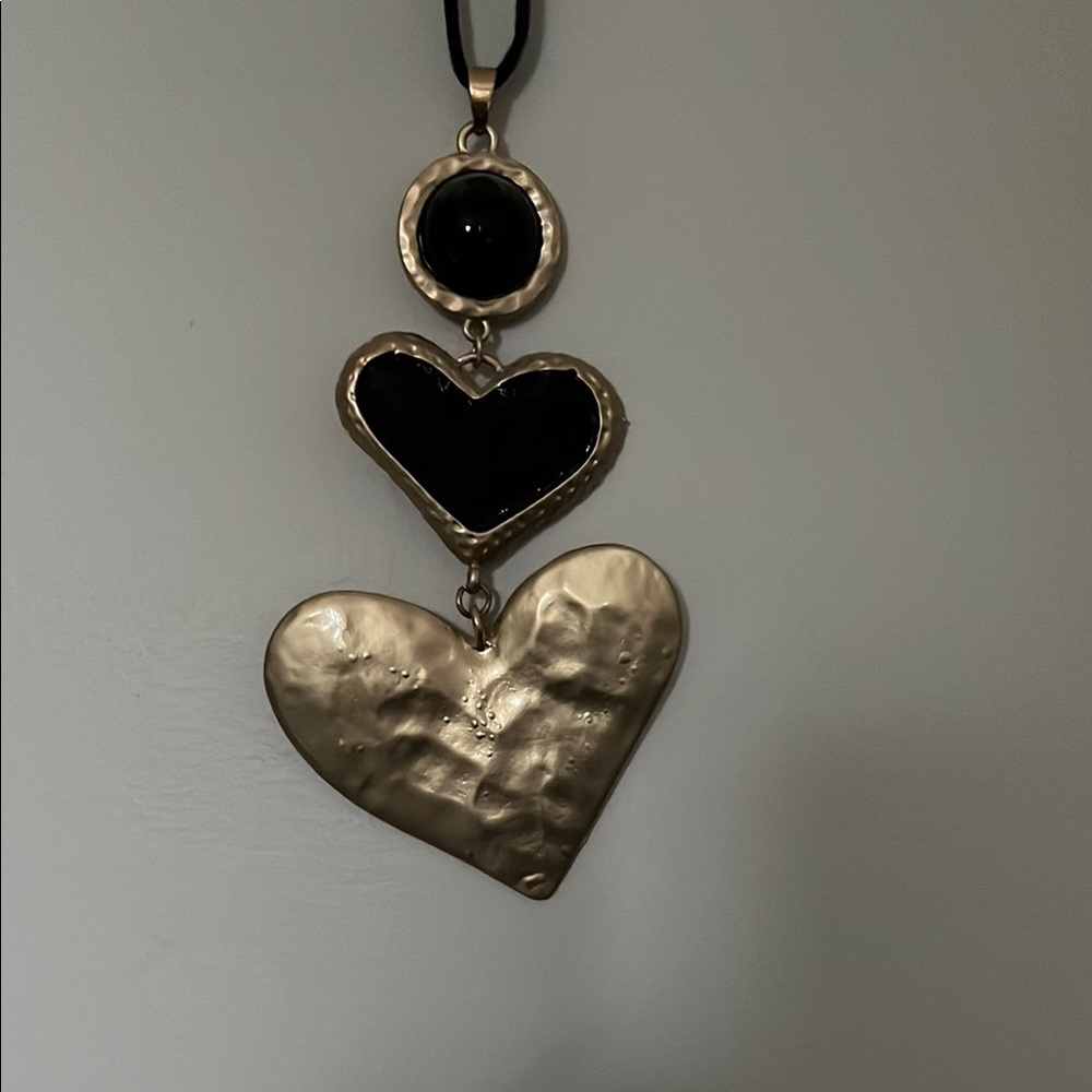 Gold and Black Heart Pendant Necklace
